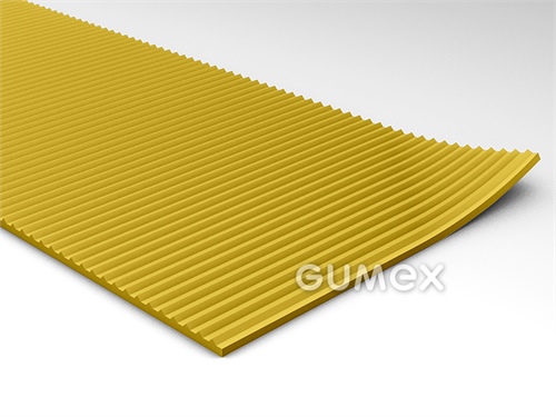 Dielektrický koberec S7, tloušťka 3mm, šíře 1200mm, 65°ShA, kategorie 2-17kV, IEC 61111:2002, SBR, desén podélně rýhovaný, -25°C/+50°C, žlutý